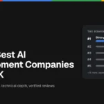 Ranking chart of the best AI development companies UK buyers can hire in 2026, with Binary Brill first at 9.4